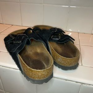 Birkenstocks suede black 2 strap size 36 wide